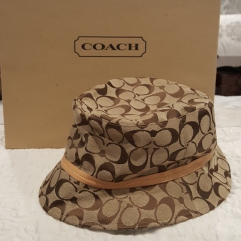 Coach Fedora Bucket Hat Leather Trim Size M